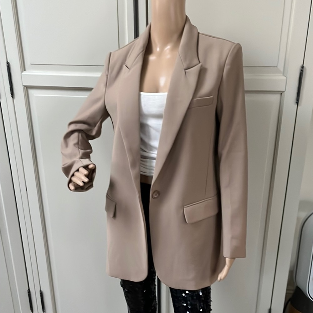 Tan Tailored Blazer with Notched Lapels